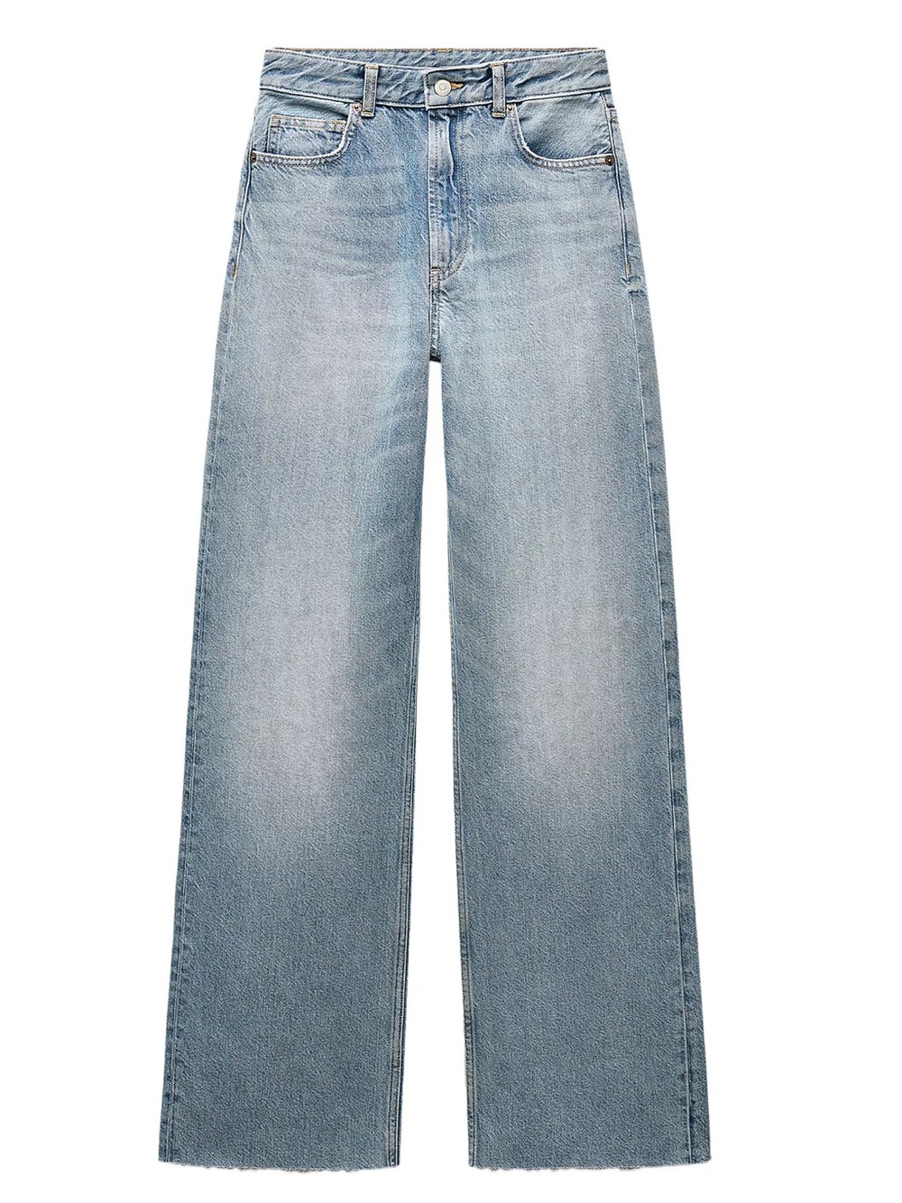 Zara Light Blue High-Rise Wide Leg Jeans